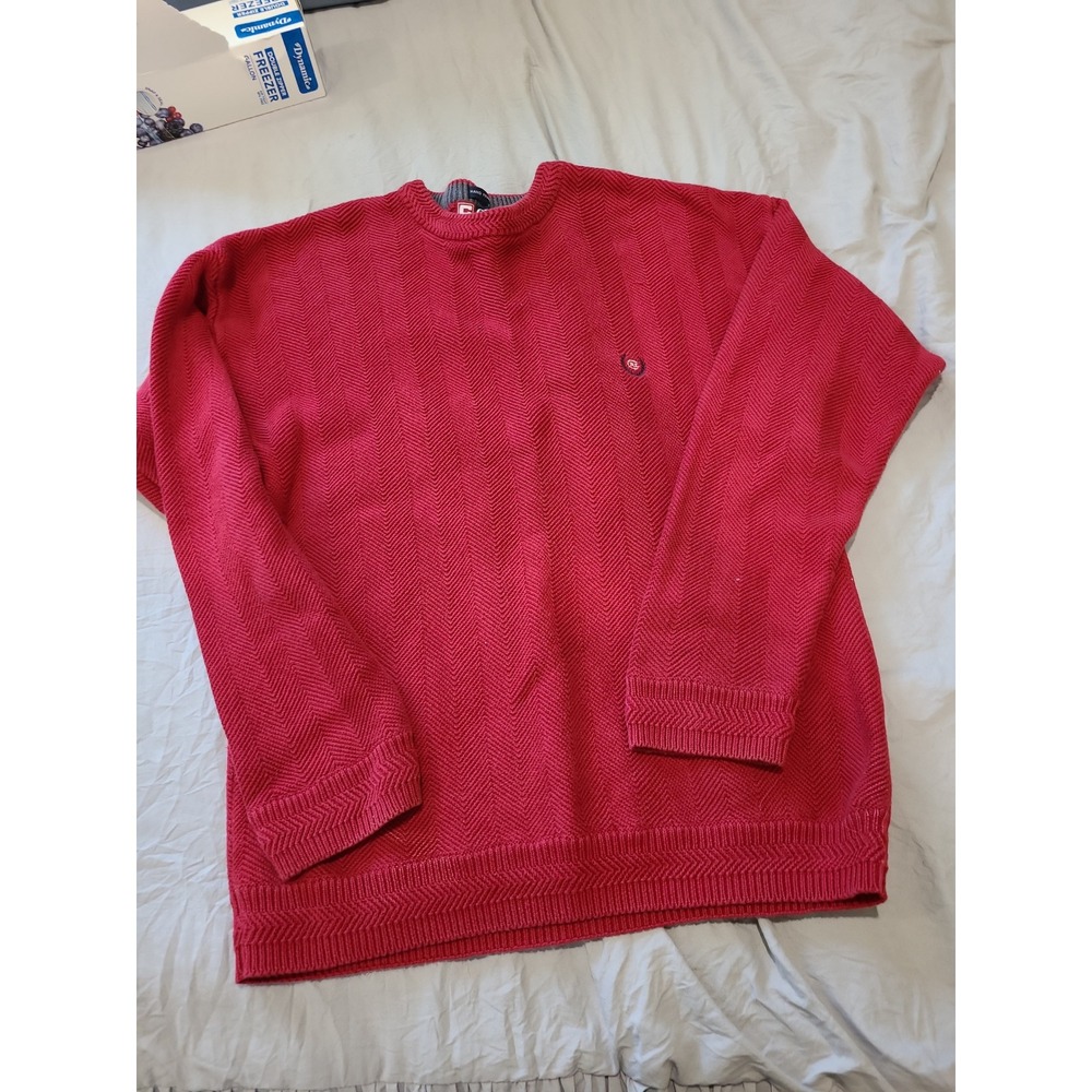 VINTAGE Ralph Lauren chaps Red Knit Crew Neck Sweater Mens SZ‎ M hand framed EUC